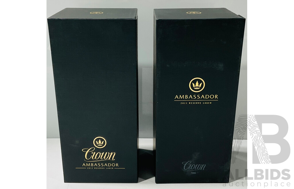 Boxed 2011 and 2012 Crown Ambassador Reserve Lager Beer