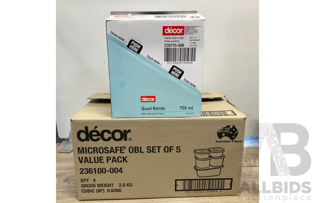 DECOR Microsafe Obl Set of 5 Value Pack X4 & QuadBands Pumped Tritan Bottle 750ml X6