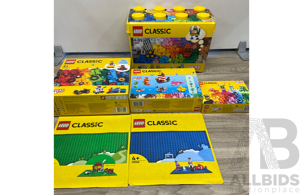 LEGO CLASSIC Brick Set/Baseplate 11025/11023/11017/11018/11014/10698 - Lot of 6