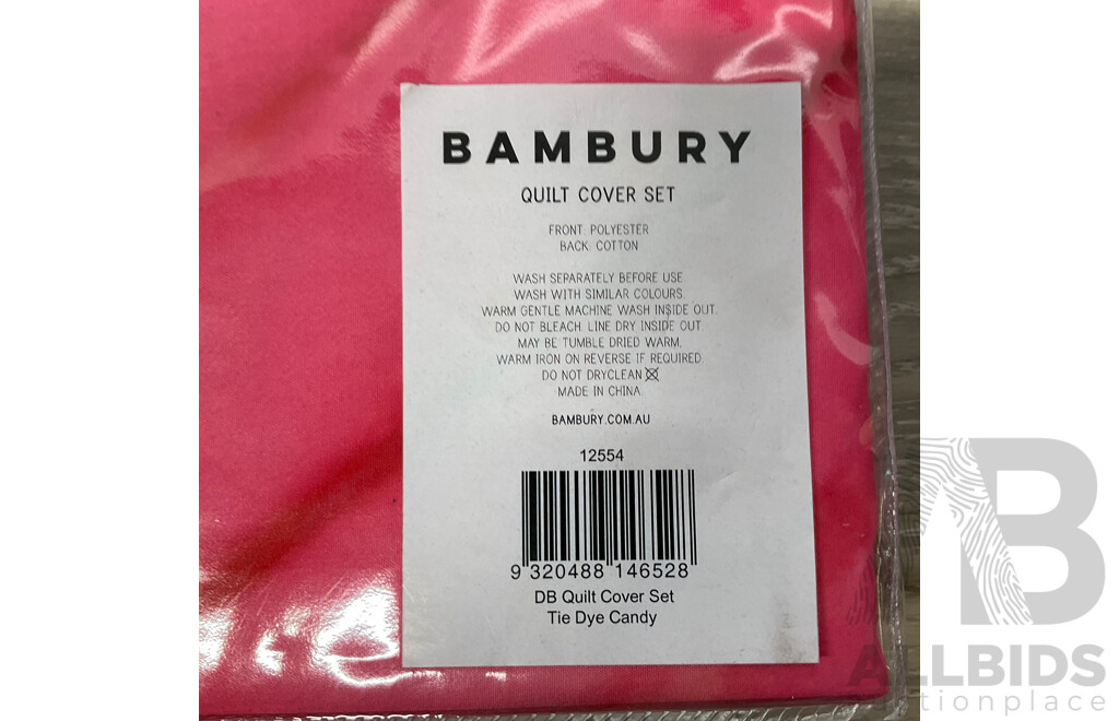 BAMBURY Quilt Cover Set - Tie Dye Candy - Size Double - Lot of 2