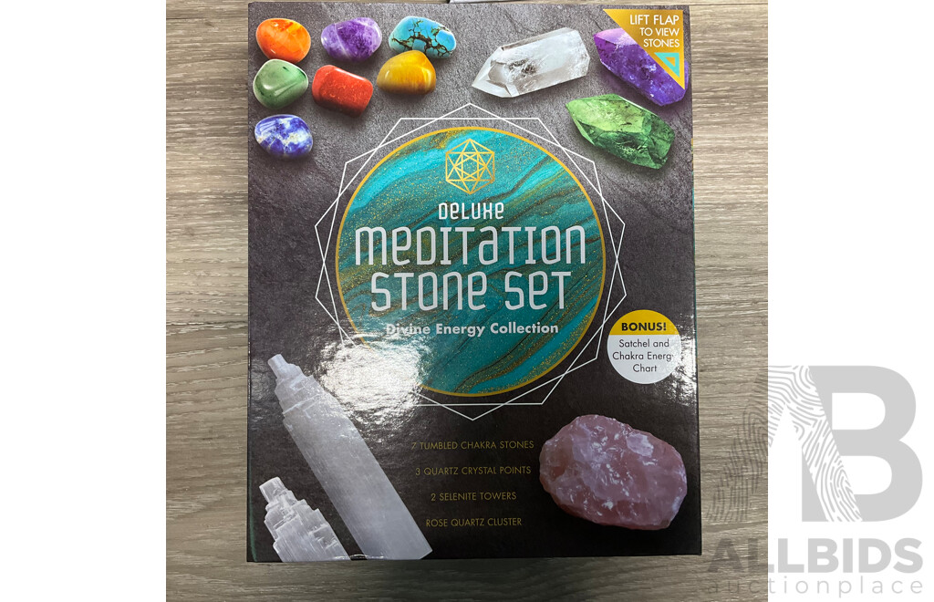 GEMKMED 22x22cm Meditaion Stone Kit & GEMKRUNE 19x15 Cm Rune Stone Kit W/Casting Cloth - Lot of 6