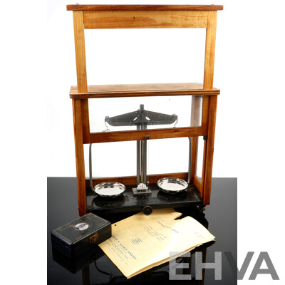 Set Antiqiue Griffin & George Duorider & Chaindail Balances with Original Booklet and Set Brass Weights