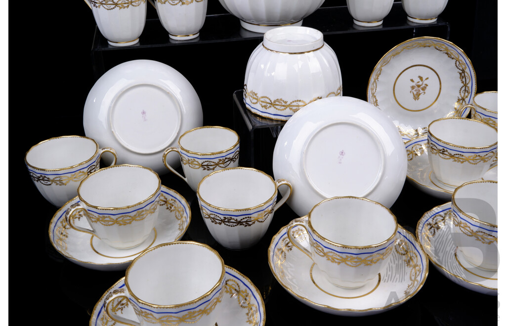 Antique Royal Derby 24 Piece Porcelain Tea Service, Circa 1800