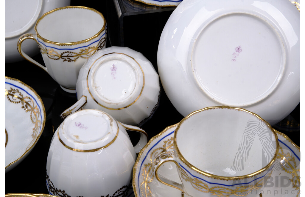 Antique Royal Derby 24 Piece Porcelain Tea Service, Circa 1800