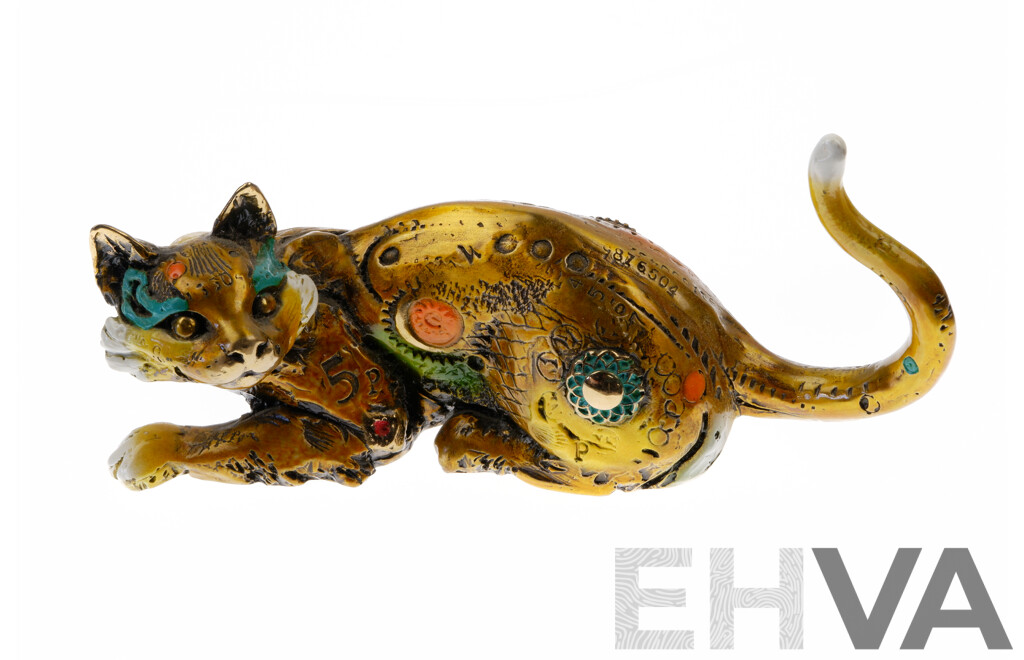 Limited Edition Nano Lopez Studio, Cat 'Sam' Bronze Sculptor, Handpainted with COA 146/199