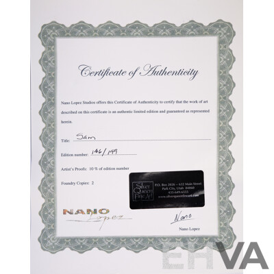 Limited Edition Nano Lopez Studio, Cat 'Sam' Bronze Sculptor, Handpainted with COA 146/199