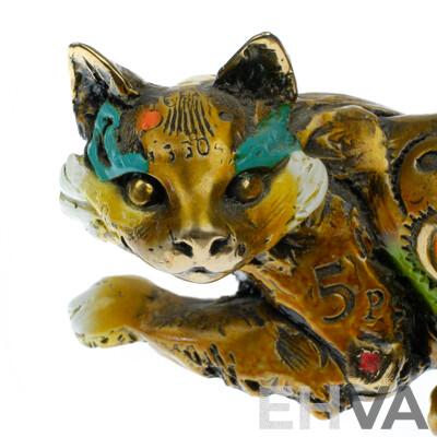 Limited Edition Nano Lopez Studio, Cat 'Sam' Bronze Sculptor, Handpainted with COA 146/199