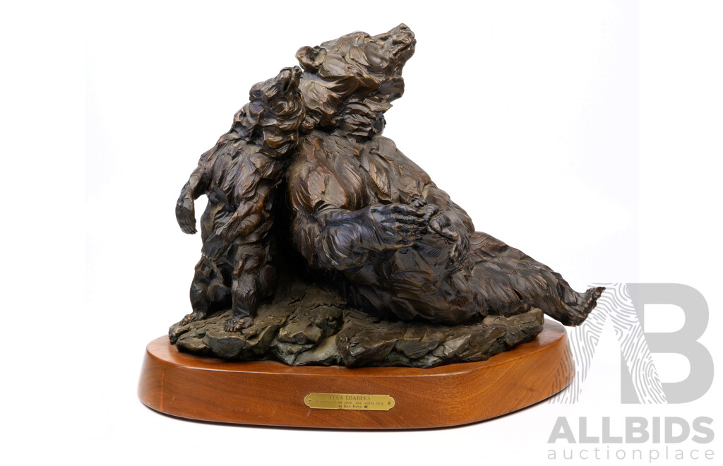Large Hand Sculpted Bronze Bear Form Sculpture 
