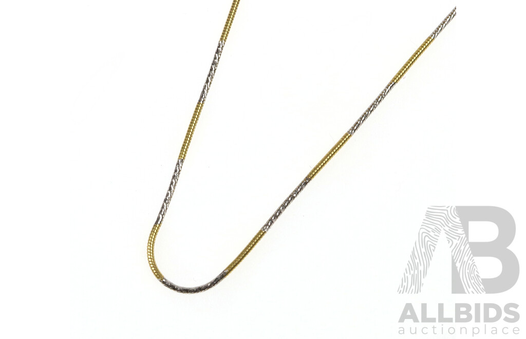 14ct Yellow & White Gold Fancy Snake Chain Necklace, 45cm, 5.83 Grams