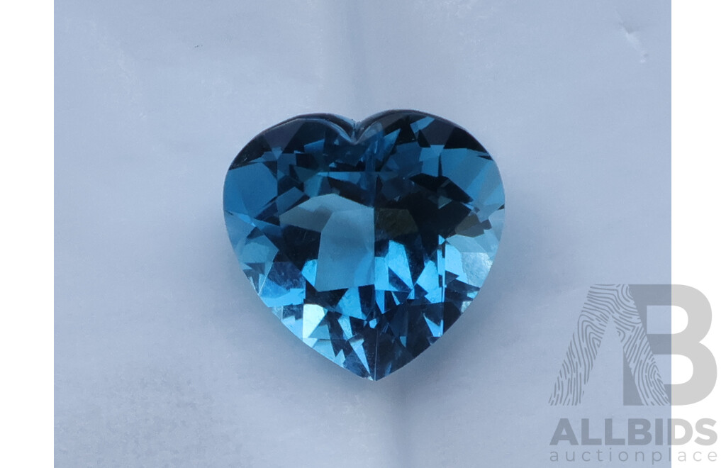 Swiss Blue Topaz 7.95ct Heart Shaped Unset Gemstone