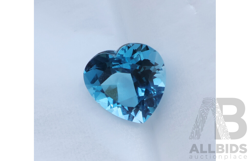 Swiss Blue Topaz 7.95ct Heart Shaped Unset Gemstone