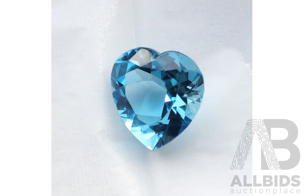 Swiss Blue Topaz 7.95ct Heart Shaped Unset Gemstone