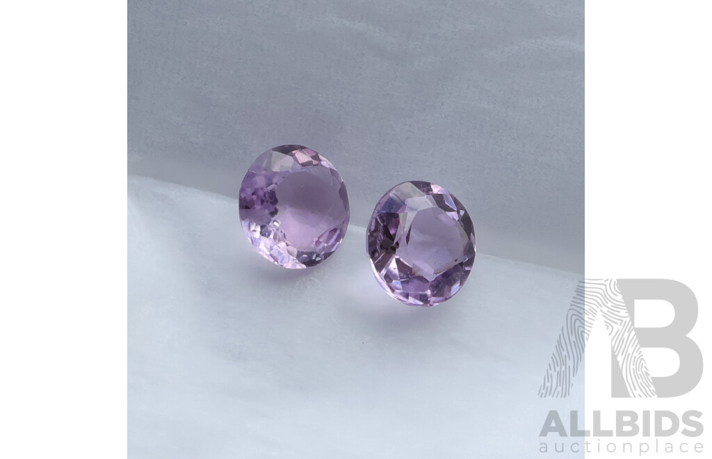 Quartz Amethyst 5.62ct Unset (2) Round Brilliant Cut 10mm Gemstones