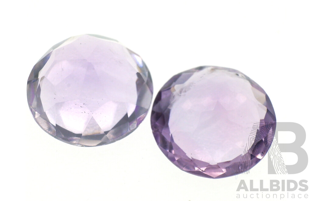 Quartz Amethyst 5.62ct Unset (2) Round Brilliant Cut 10mm Gemstones