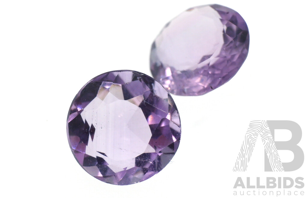 Quartz Amethyst 5.62ct Unset (2) Round Brilliant Cut 10mm Gemstones