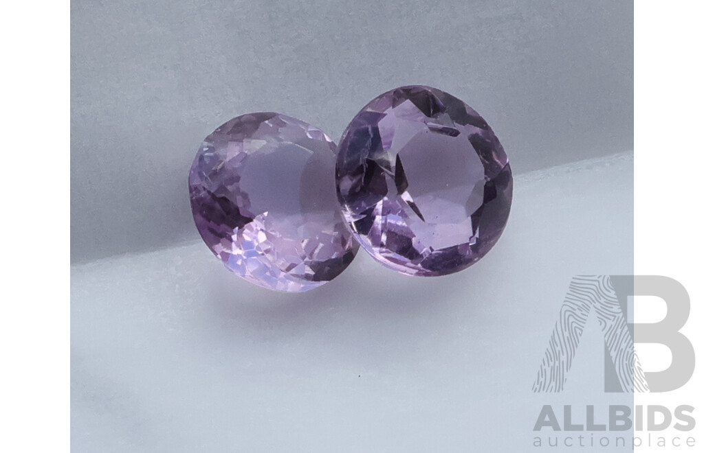 Quartz Amethyst 5.62ct Unset (2) Round Brilliant Cut 10mm Gemstones