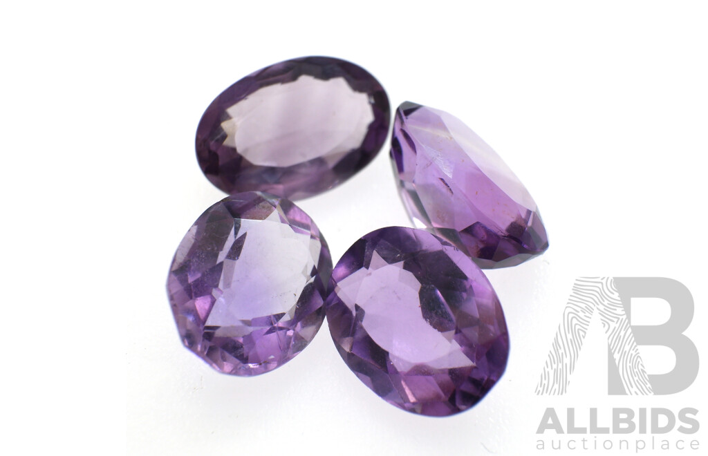 Amethyst Rose De France 17.30ct, (4) Oval Cut Gemstones