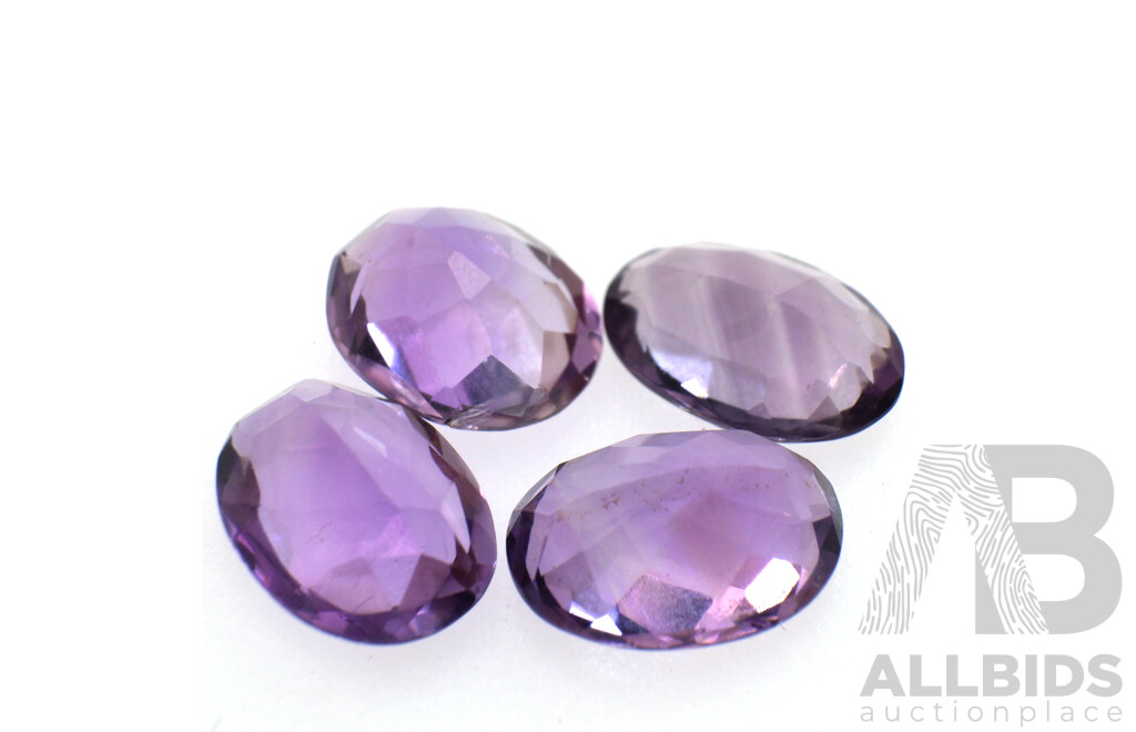 Amethyst Rose De France 17.30ct, (4) Oval Cut Gemstones