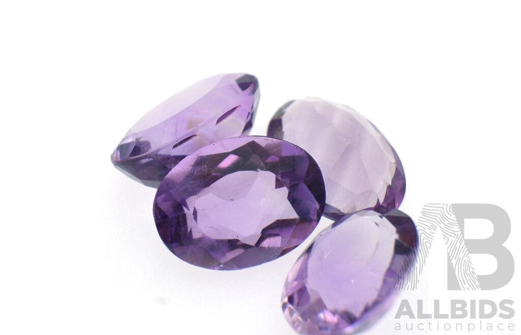 Amethyst Rose De France 17.30ct, (4) Oval Cut Gemstones