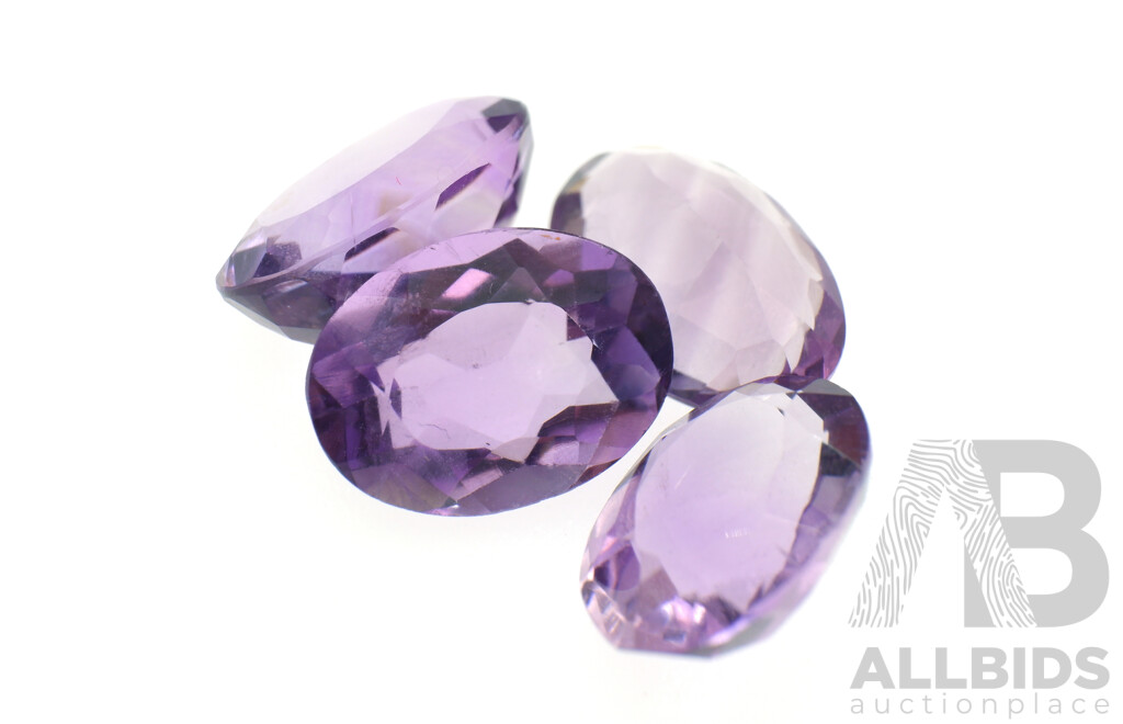 Amethyst Rose De France 17.30ct, (4) Oval Cut Gemstones