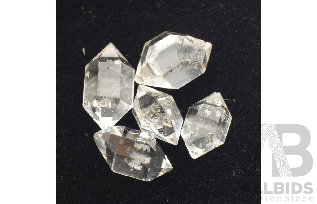 Quartz 5.80ct (5) Uncut Natural Rough Octahedron Shaped Crystals From North Eastern Tasmania