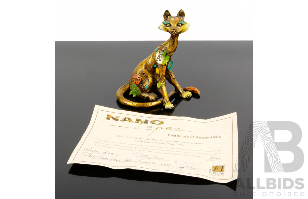 Nano Lopez Original Bronze Sculpture 'Alexandra' No. 34/199 with Certificate of Authenticity, 15x13x8cm