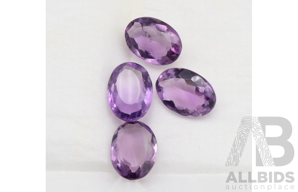 Amethyst Rose De France (4) Oval Cut Unset Gemstones, Approx 14mm X 10mm Each, 18.25ct