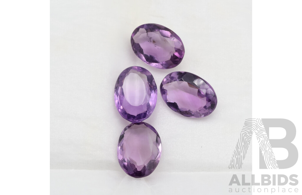 Amethyst Rose De France (4) Oval Cut Unset Gemstones, Approx 14mm X 10mm Each, 18.25ct