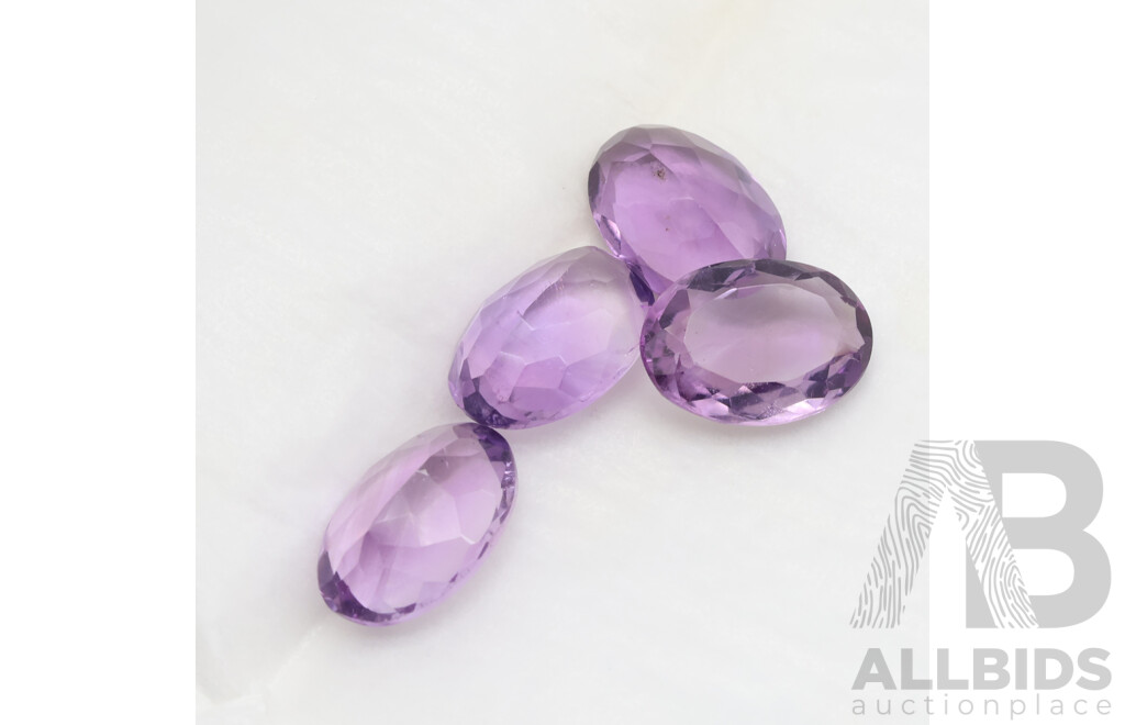 Amethyst Rose De France (4) Oval Cut Unset Gemstones, Approx 14mm X 10mm Each, 18.25ct