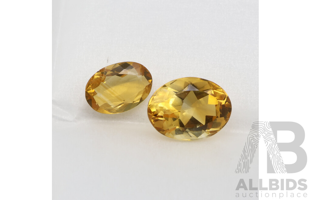 Citrine Unset Gemstones, Oval Cut 6.96ct & Oval Cut 2.93ct, Origin Minas Gerais State, Brazil 1978/1979