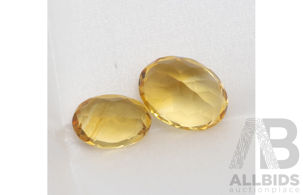 Citrine Unset Gemstones, Oval Cut 6.96ct & Oval Cut 2.93ct, Origin Minas Gerais State, Brazil 1978/1979