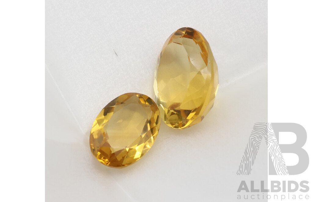 Citrine Unset Gemstones, Oval Cut 6.96ct & Oval Cut 2.93ct, Origin Minas Gerais State, Brazil 1978/1979