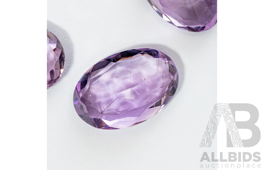 Amethyst Rose De France (5) Natural Oval Cut Unset Gemstones, 31.80ct