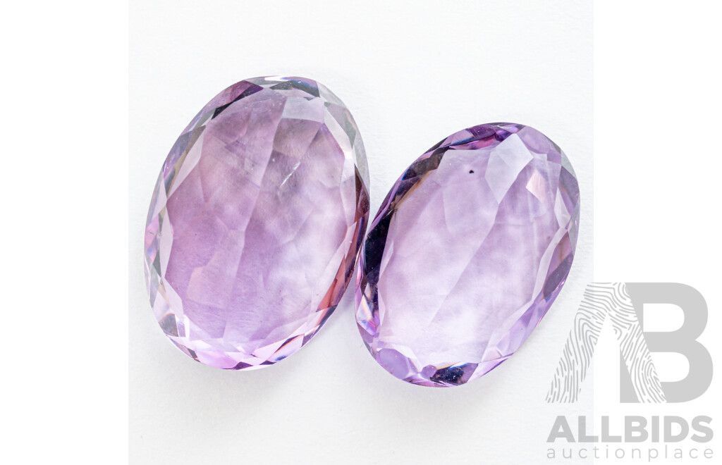 Amethyst Rose De France (5) Natural Oval Cut Unset Gemstones, 31.80ct