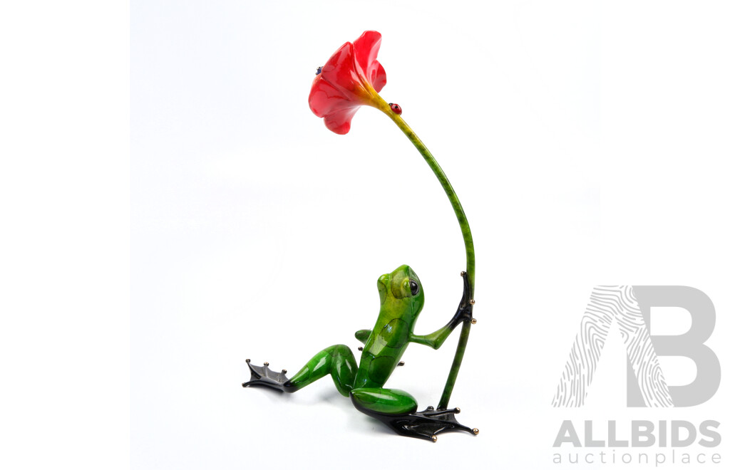 Limited Edition Tim Cotterill, the Frogman 'Hibiscus' Bronze Sculptor, Handpainted with COA 1429/2000