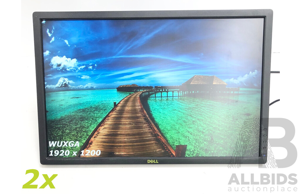 Dell UltraSharp (U2412M) WUXGA 24-Inch Widescreen LED-Backlit LCD Monitor - Lot of Two