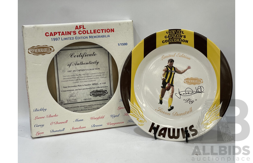 Jason Dunstall Hawthorn Hawks 1997 AFL Captains Collection Plate