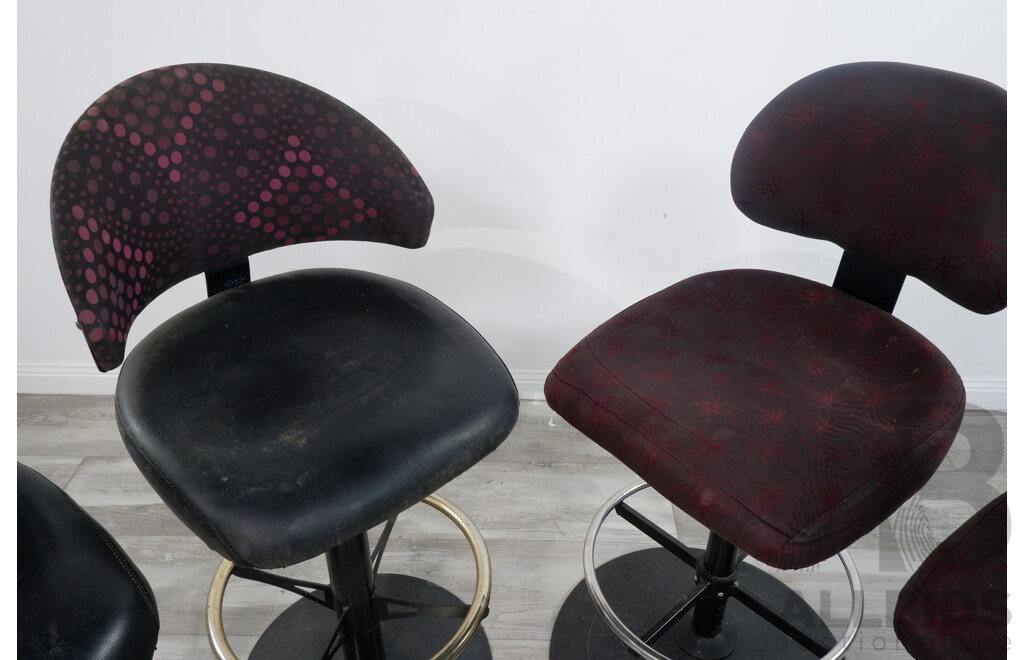 Four Upholstered Club Stools