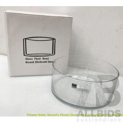 6x Clear Glass Float Bowl 20x9cm