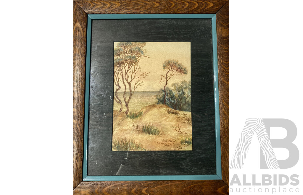 W. Thomson, Seascape, Watercolour, Together with Two Unsigned Oil Paintings (3)