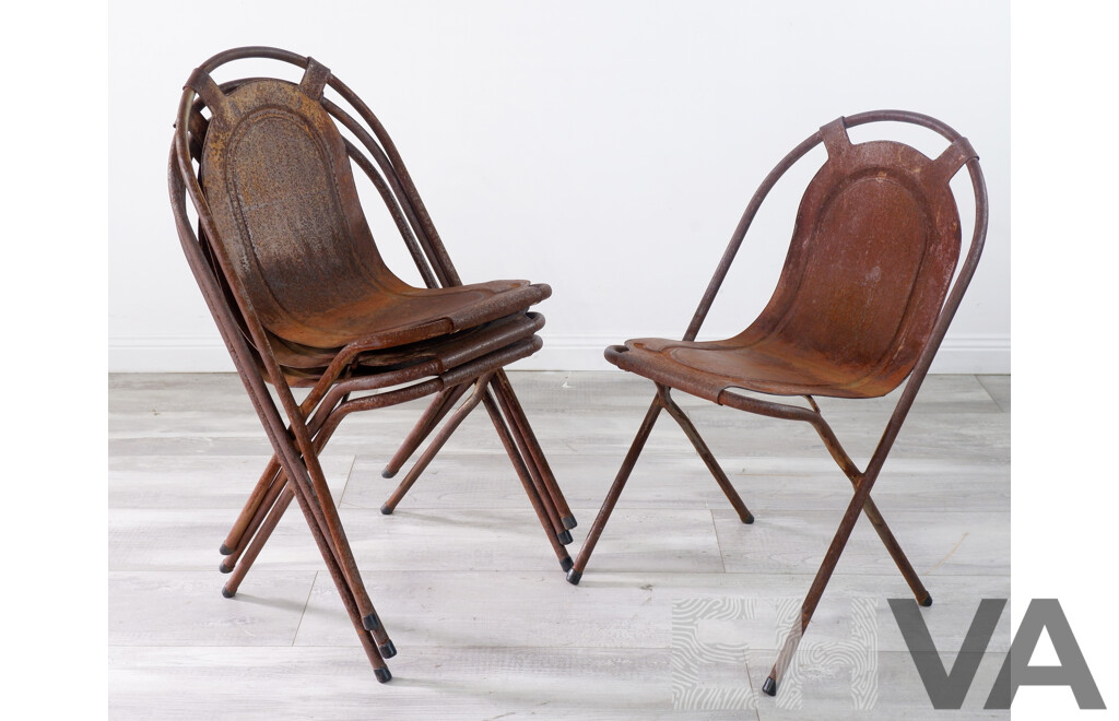 Four Vintage Sebel Metal Stacking Chairs
