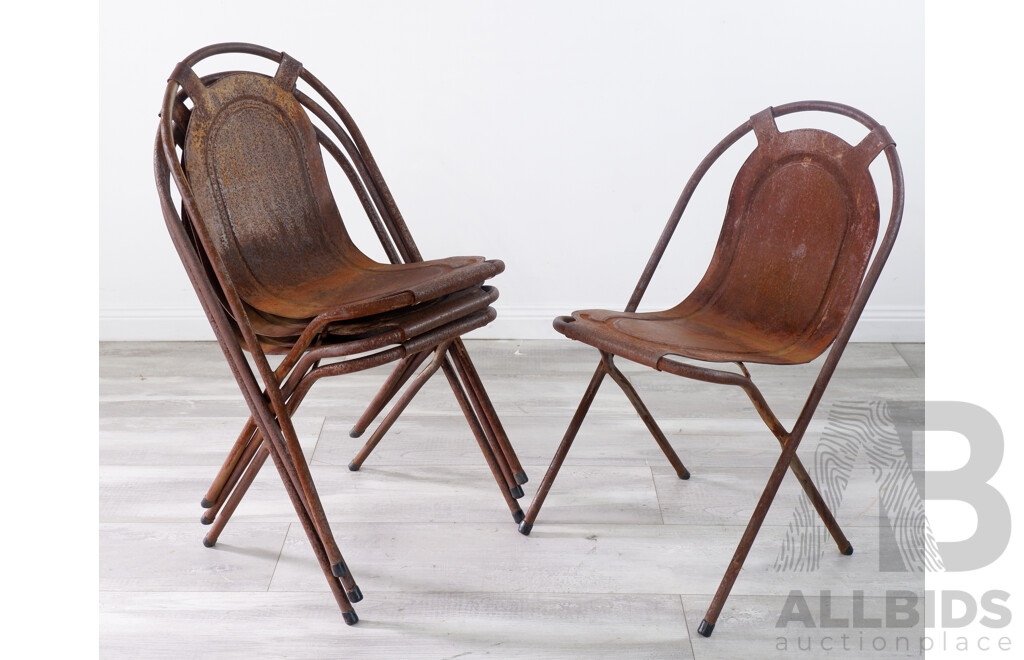 Four Vintage Sebel Metal Stacking Chairs