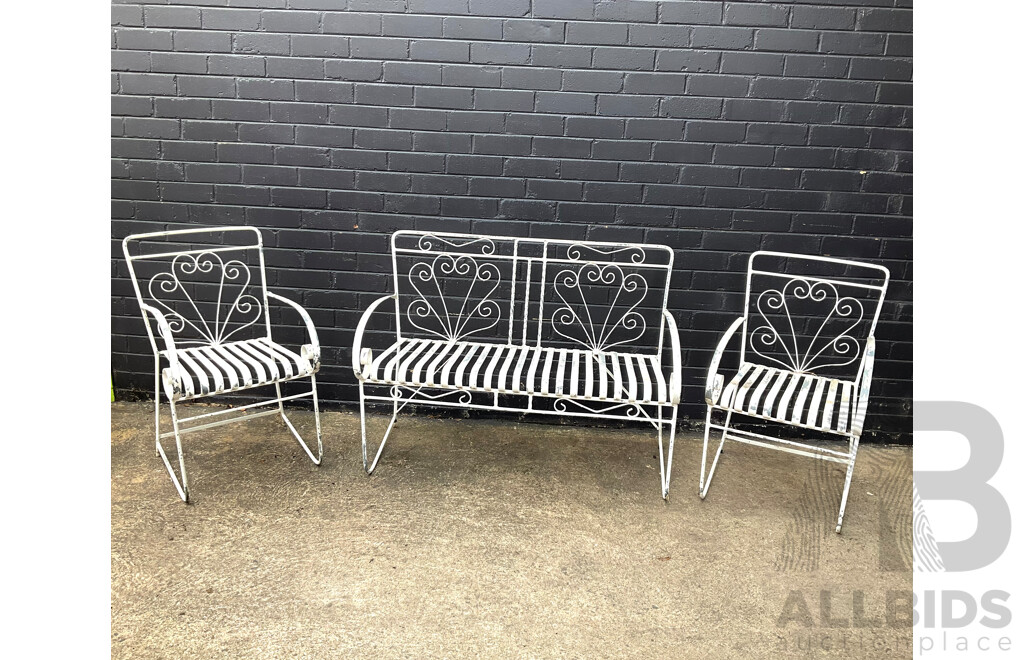 Steel Outdoor Bench and Chairs