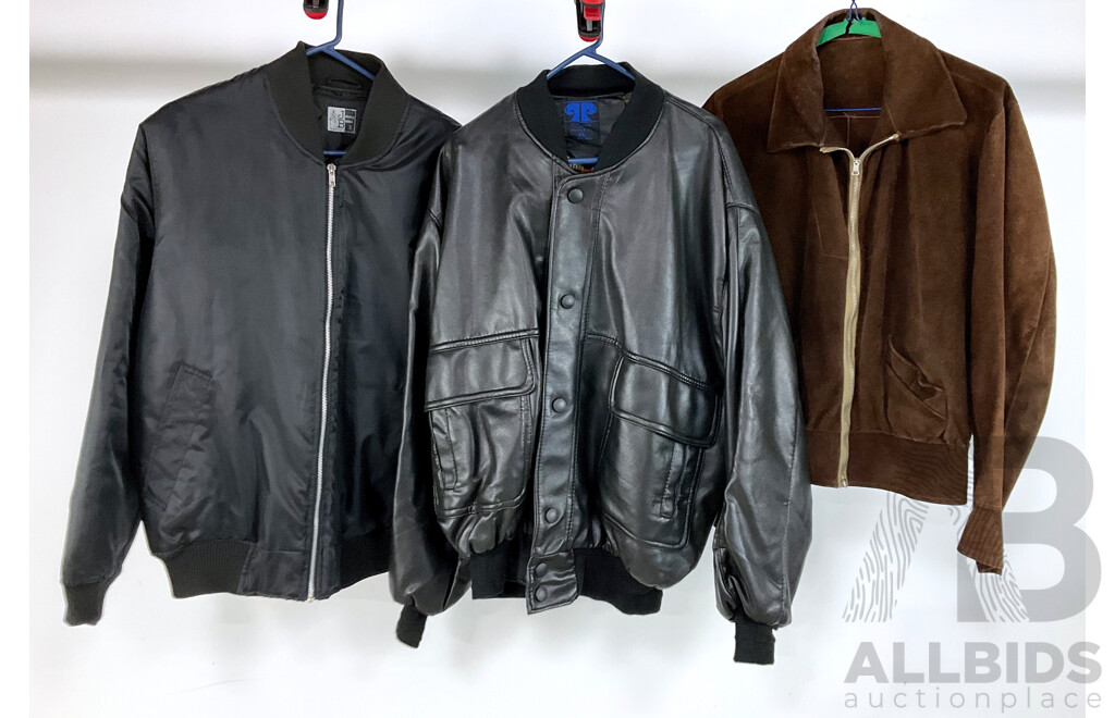 Three Vintage Mens Jackets Including a Brown Suede Example
