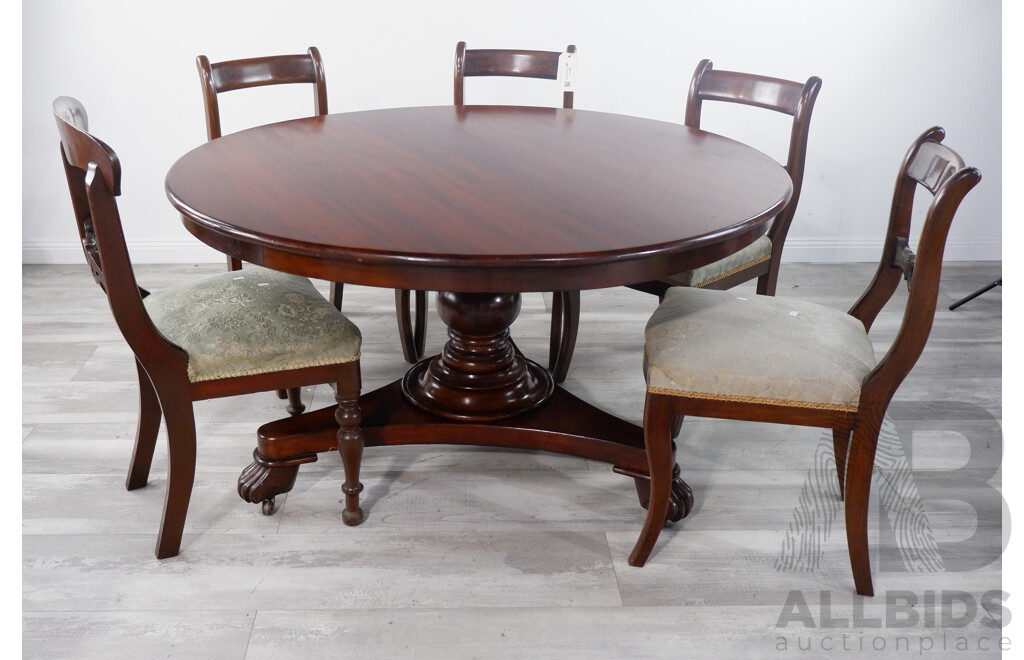 Mid 19th Century Circular Table and Five Chairs