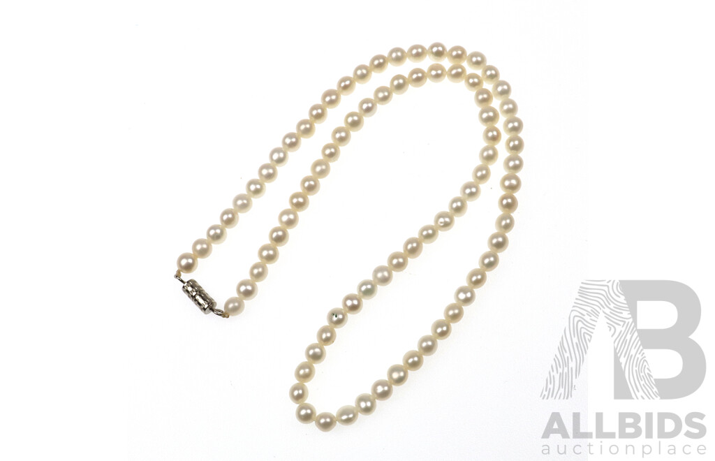 Dainty Freshwater Cultured Pearl Strand 4.5-5mm, 40cm with Silver Screw Clasp