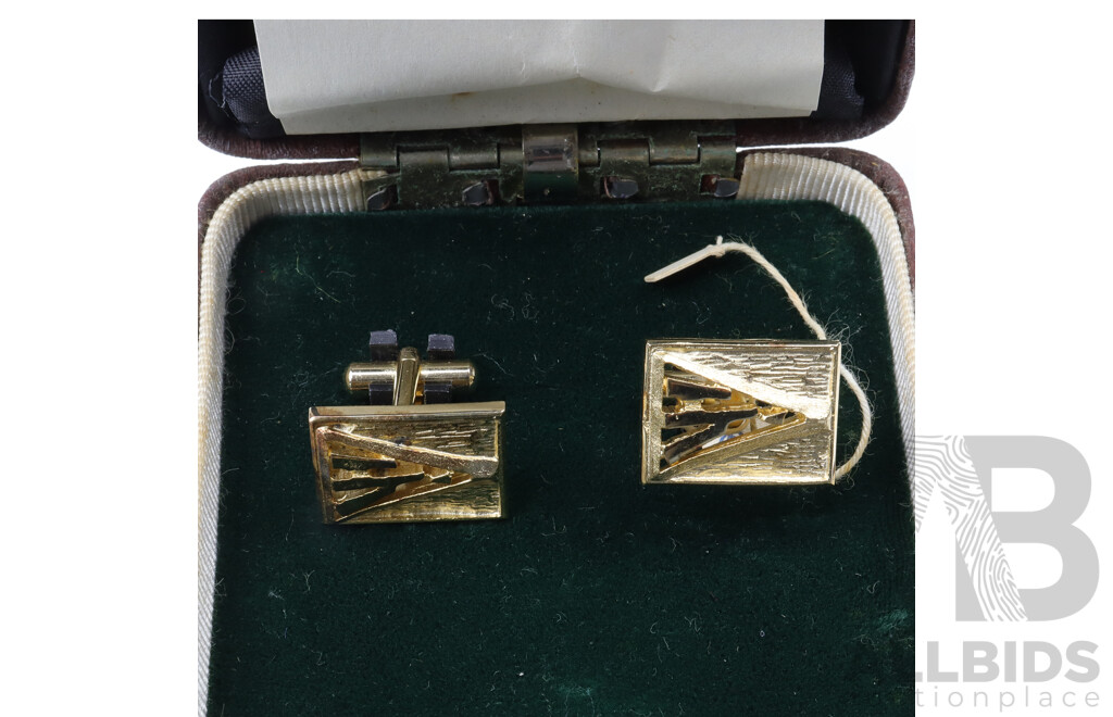 Sterling Silver Vintage Matsuna Kaya Modernist Design Cufflinks in Orginal Presentation Box, 14.63 Grams