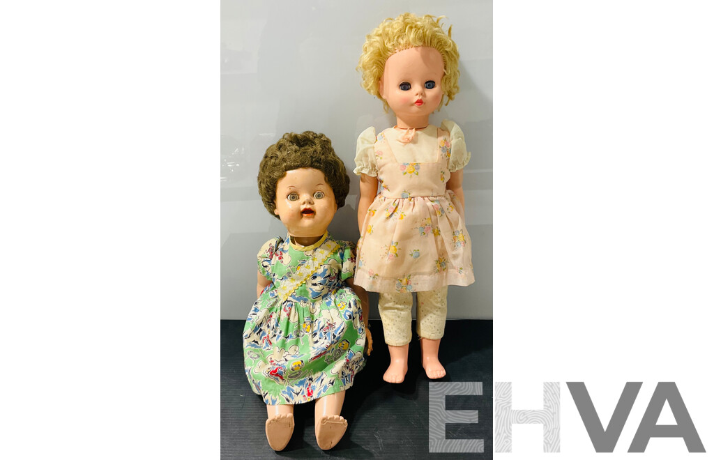 Pair of Vintage Dolls - Roddy Celluloid and Rosebud by Mattel - Both Made in England