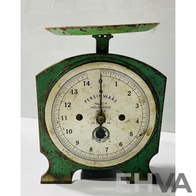 Vintage Persinware No 714 Kitchen Scales Alongside a Salter No 56 Set of Scales Complete with Five Weights