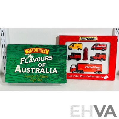 Pair of Matchbox Car Collector Sets Including the Flavours of Australia Trucks and Australia Post Collectors Series